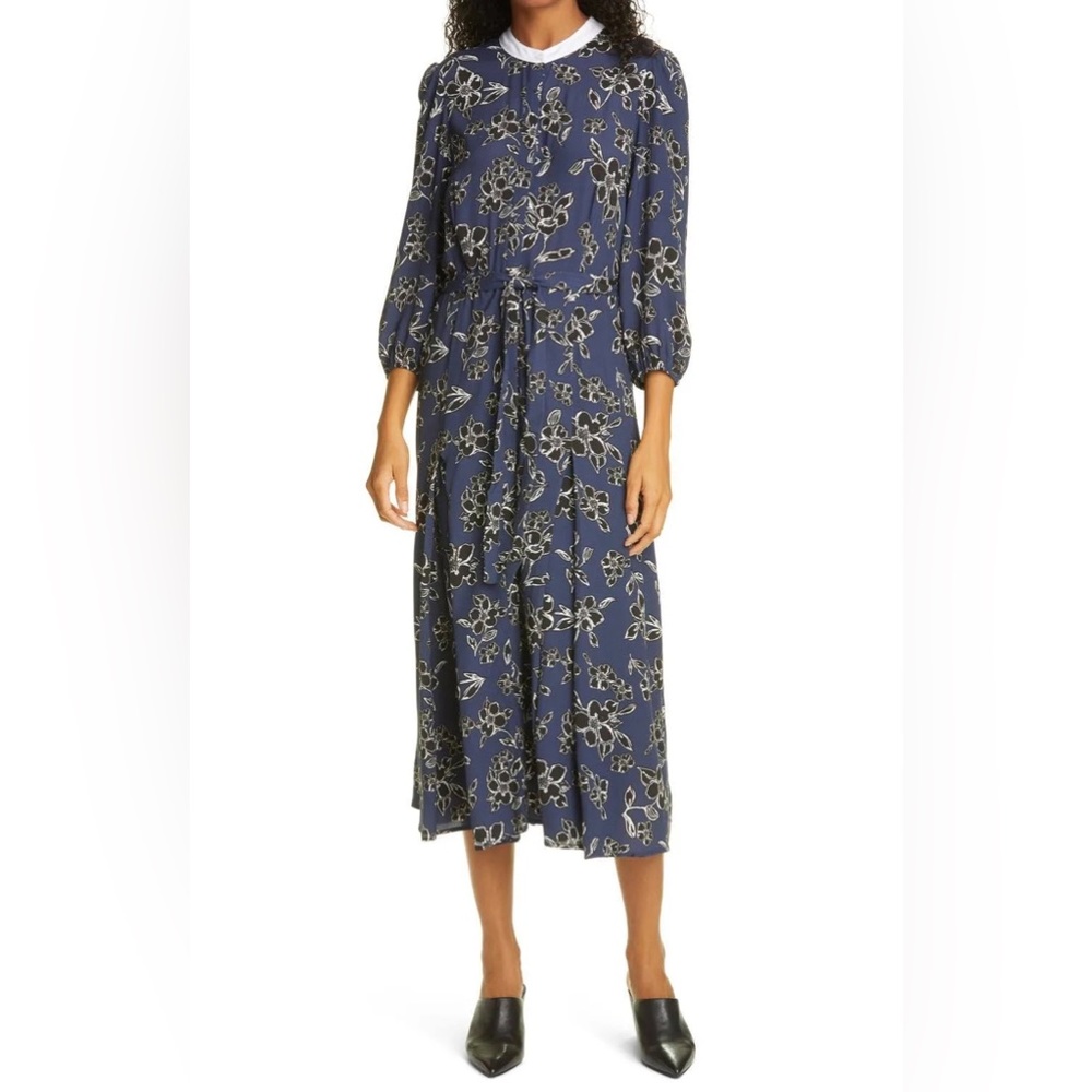 Judith & Charles Fae Floral Print Tie Waist MIDI Dress